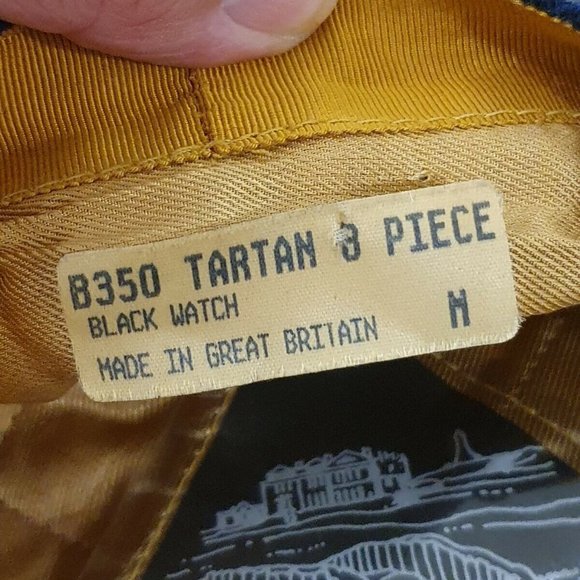 🔶️EARLY VINTAGE OLD COURSE ST. ANDREWS HAT CAP GOLF BLACK WATCH TARTAN POM-POM - Picture 9 of 11